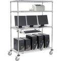 Global Equipment Nexel     4-Shelf Mobile Wire Computer LAN Workstation w/Keyboard Tray, 48"W x 24"D x 69"H, Chrome 250116